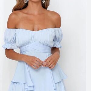 Chic Strapless Light Blue Dress